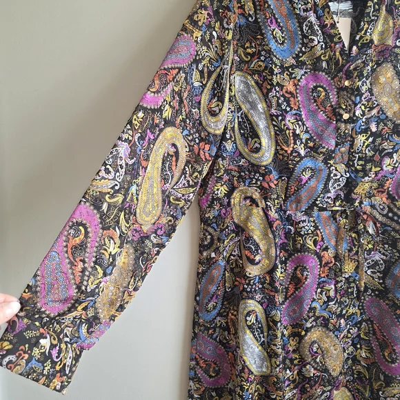 NWT Esqualo Paisley Long Sleeve Midi Dress - Size 12 Boho Chic - Picture 7 of 16